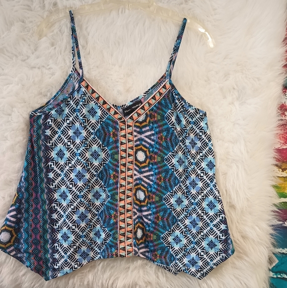 Mason and Mackenzie Multicolor Asymmetrical Spaghetti Strap Tank Top Size XL - Picture 2 of 7